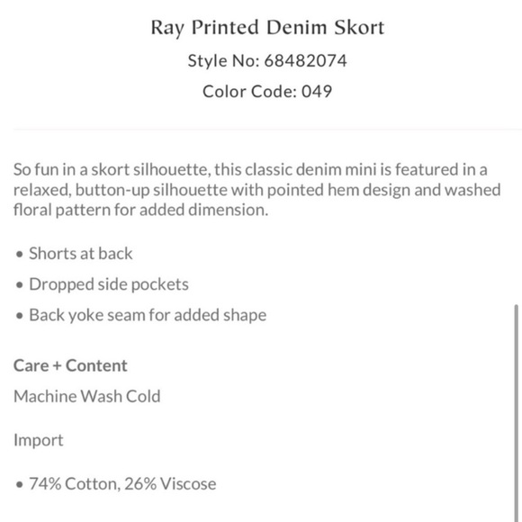 NWOT! Free People Ray Denim Floral Printed Skort size 0 - Picture 6 of 8